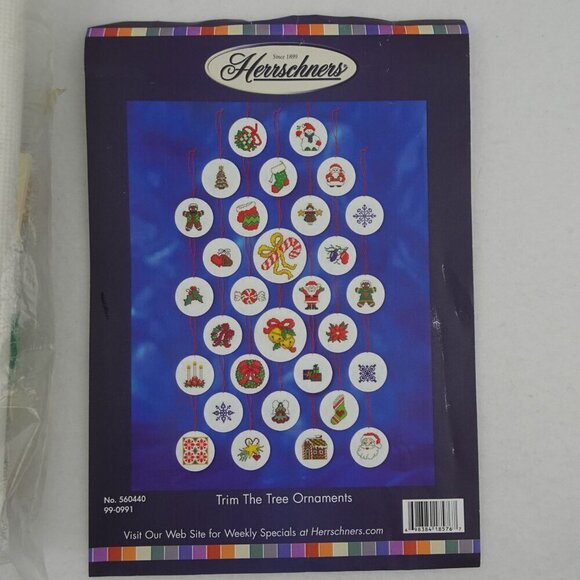 Herrschners Counted Cross Stitch Kit Trim the Tree Ornaments #56-0440 Christmas - Picture 1 of 5